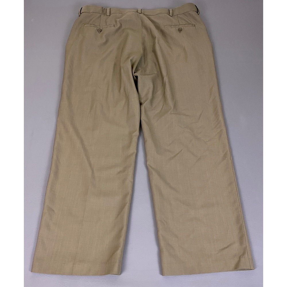 Haggar Khaki Dress Pants Men's Size 40x30 Tan No Iron Business Casual Flat Front - Picture 11 of 12